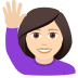 🙋🏻‍♀️ woman raising hand: light skin tone display on JoyPixels